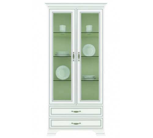 Шкаф-витрина для посуды Тиффани 2V2S крем вудлайн Шкаф-витрина для посуды Тиффани 2V2S крем вудлайн