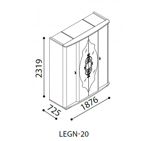 Четырехстворчатый шкаф Легенда венге LEGN-20 Четырехстворчатый шкаф Легенда венге LEGN-20