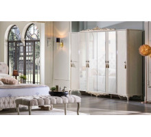 Шестистворчатый распашной шкаф для одежды и белья с зеркалом в спальню Мариана MARI-34