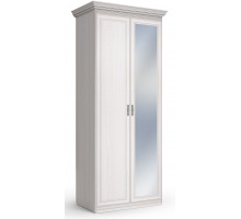 Шкаф 2-х дверный с глухой дверью и зеркальной Неаполь Ясень анкор светлый (патина "серебро") Шкаф 2-х дверный с глухой дверью и зеркальной Неаполь Ясень анкор светлый (патина "серебро")