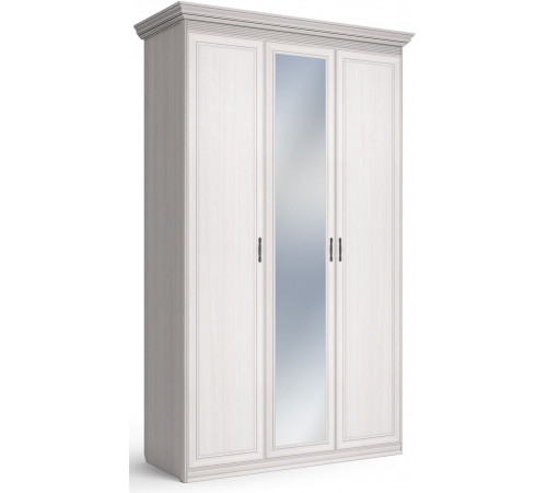 Шкаф 3-х дверный с глухой и зеркальной дверью Неаполь Ясень анкор светлый (патина "серебро") Шкаф 3-х дверный с глухой и зеркальной дверью Неаполь Ясень анкор светлый (патина "серебро")