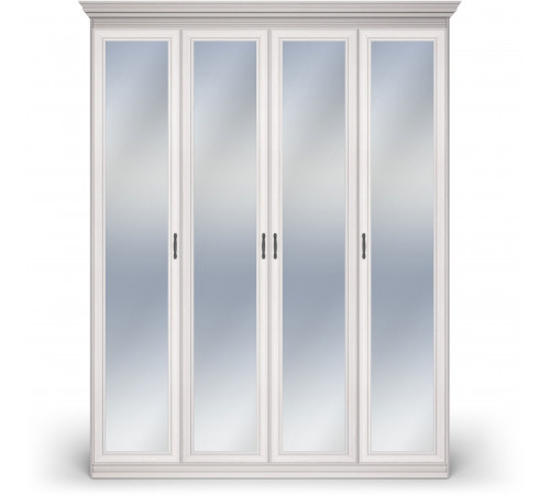 Шкаф 4-х дверный зеркальный Неаполь Ясень анкор светлый (патина "серебро") Шкаф 4-х дверный зеркальный Неаполь Ясень анкор светлый (патина "серебро")