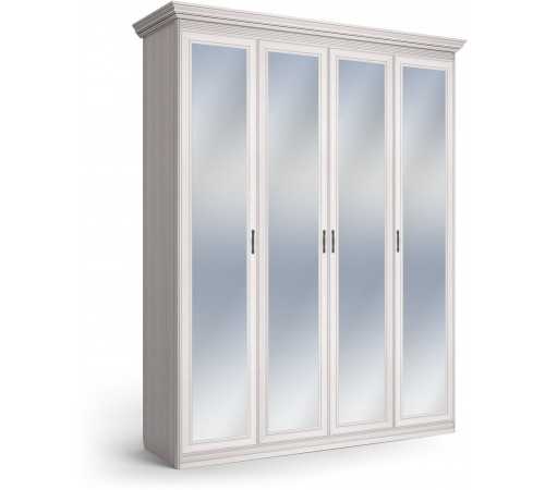 Шкаф 4-х дверный зеркальный Неаполь Ясень анкор светлый (патина "серебро") Шкаф 4-х дверный зеркальный Неаполь Ясень анкор светлый (патина "серебро")