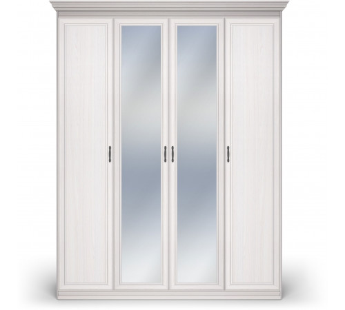 Шкаф 4-х дверный с зеркальными и глухими дверями Неаполь Ясень анкор светлый (патина "серебро") Шкаф 4-х дверный с зеркальными и глухими дверями Неаполь Ясень анкор светлый (патина "серебро")