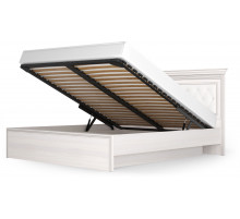 Кровать 1400/1600/1800 с подъемным механизмом Неаполь  Ясень анкор светлый (патина "серебро") экокожа polo белая Кровать 1400/1600/1800 с подъемным механизмом Неаполь  Ясень анкор светлый (патина "серебро") экокожа polo белая