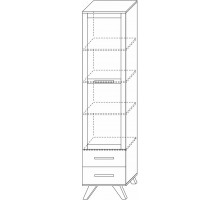 Шкаф-витрина 450 Вега Скандинавия (глянец, белый + дуб каньон)