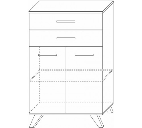 Шкаф низкий Вега Скандинавия (глянец, белый + дуб каньон)