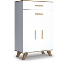 Шкаф низкий Вега Скандинавия (глянец, белый + дуб каньон)