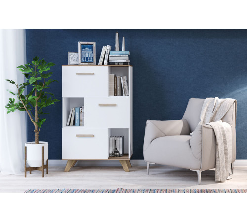 Гостиная Вега Скандинавия (глянец, белый + дуб каньон)