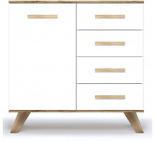 Комод 900 Вега Скандинавия (глянец, белый + дуб каньон)