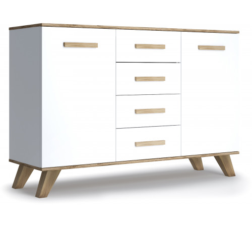 Гостиная Вега Скандинавия 2 (глянец, белый + дуб каньон)